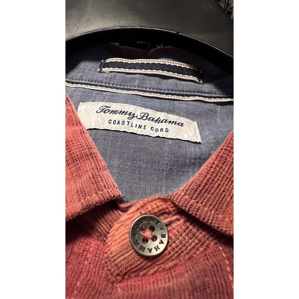 Tommy Bahama Men's Big & Tall 4XB Red Sail Coastline Cord Redwood Check Shirt - Picture 6 of 7